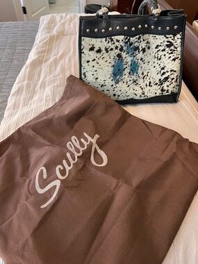 Scully Black and turquoise Cowhide Shoulder Bag with  dust bag